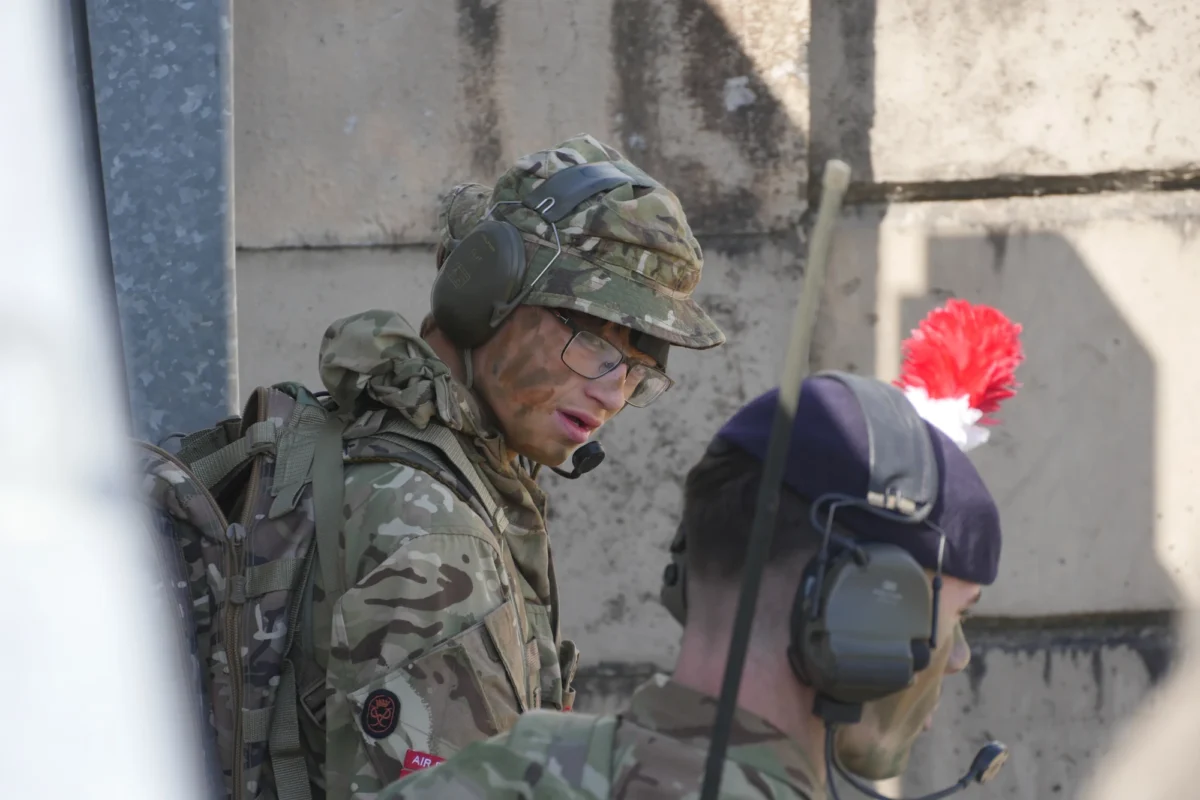 Two Barnard Castle School students during one of the army exercises.