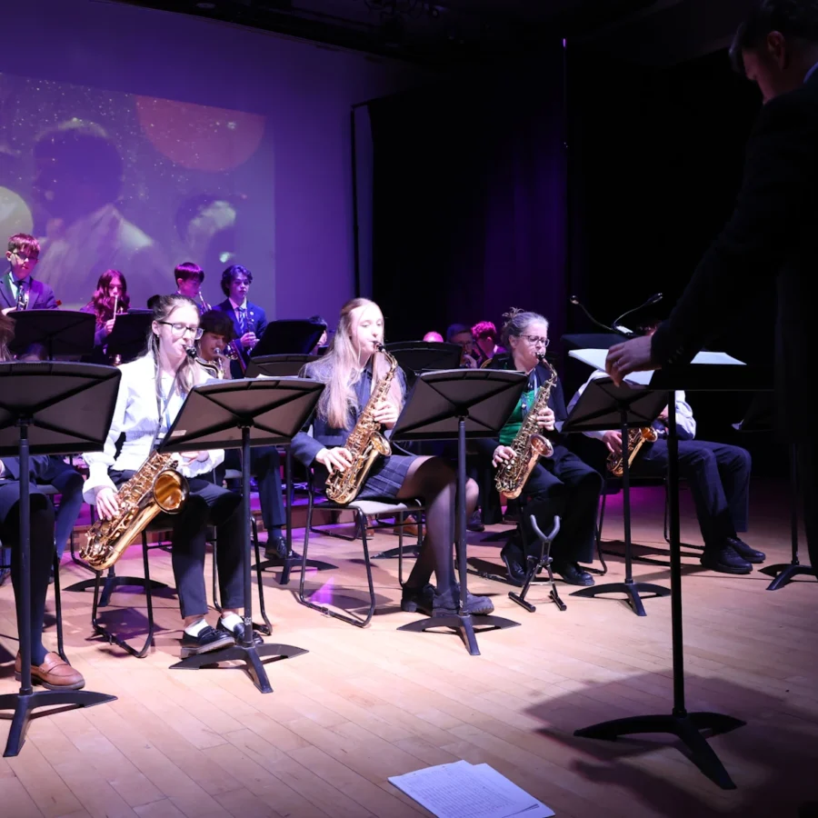 Barnard Castle School pupils playing the saxophone.