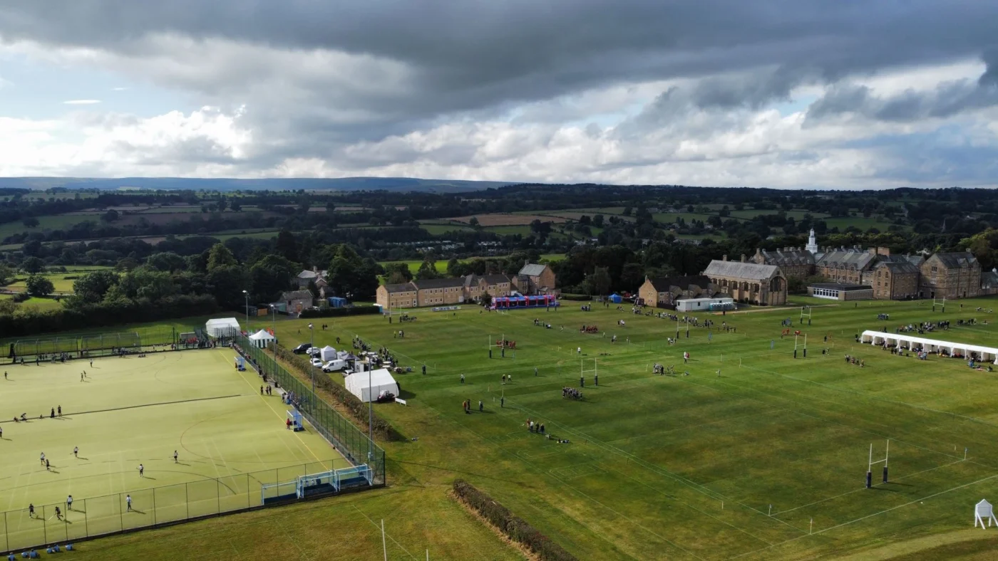 Barnard Castle School campus during a sporting event.