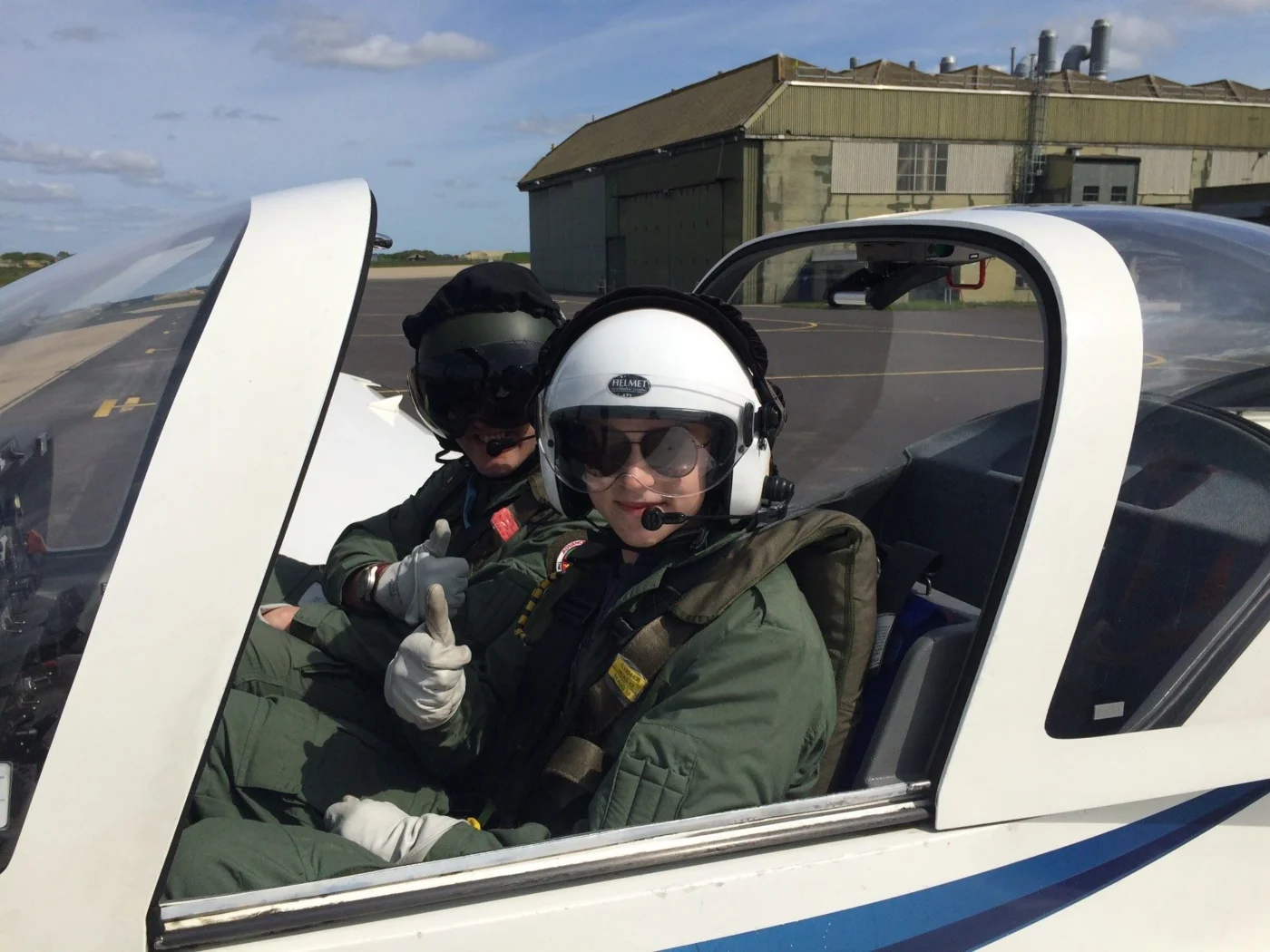 Barnard Castle School pupils in a plane for RAF training.